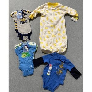 Baby Boy Clothes Newborn-3 Months 8 PC Lot Bodysuits Sleeper Gerber Garanimals +